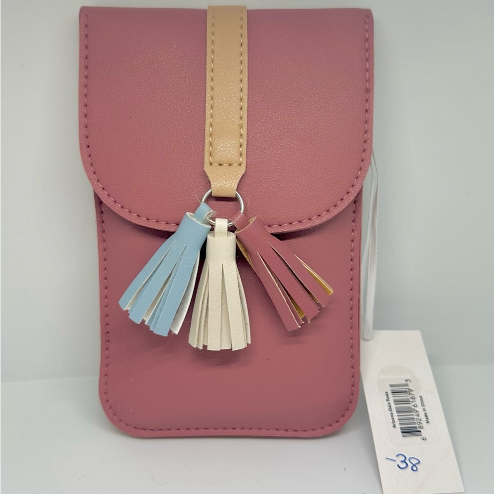 Chic Pink and Cream Mini Bag with Tassel Accents